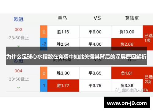 为什么足球心水指数在竞猜中如此关键其背后的深层原因解析