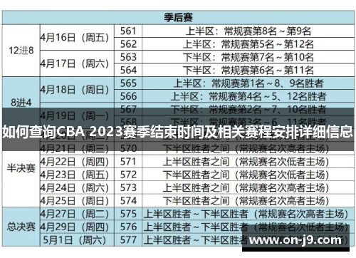 如何查询CBA 2023赛季结束时间及相关赛程安排详细信息 如何查询CBA 2023赛季结束时间及相关赛程安排详细信息